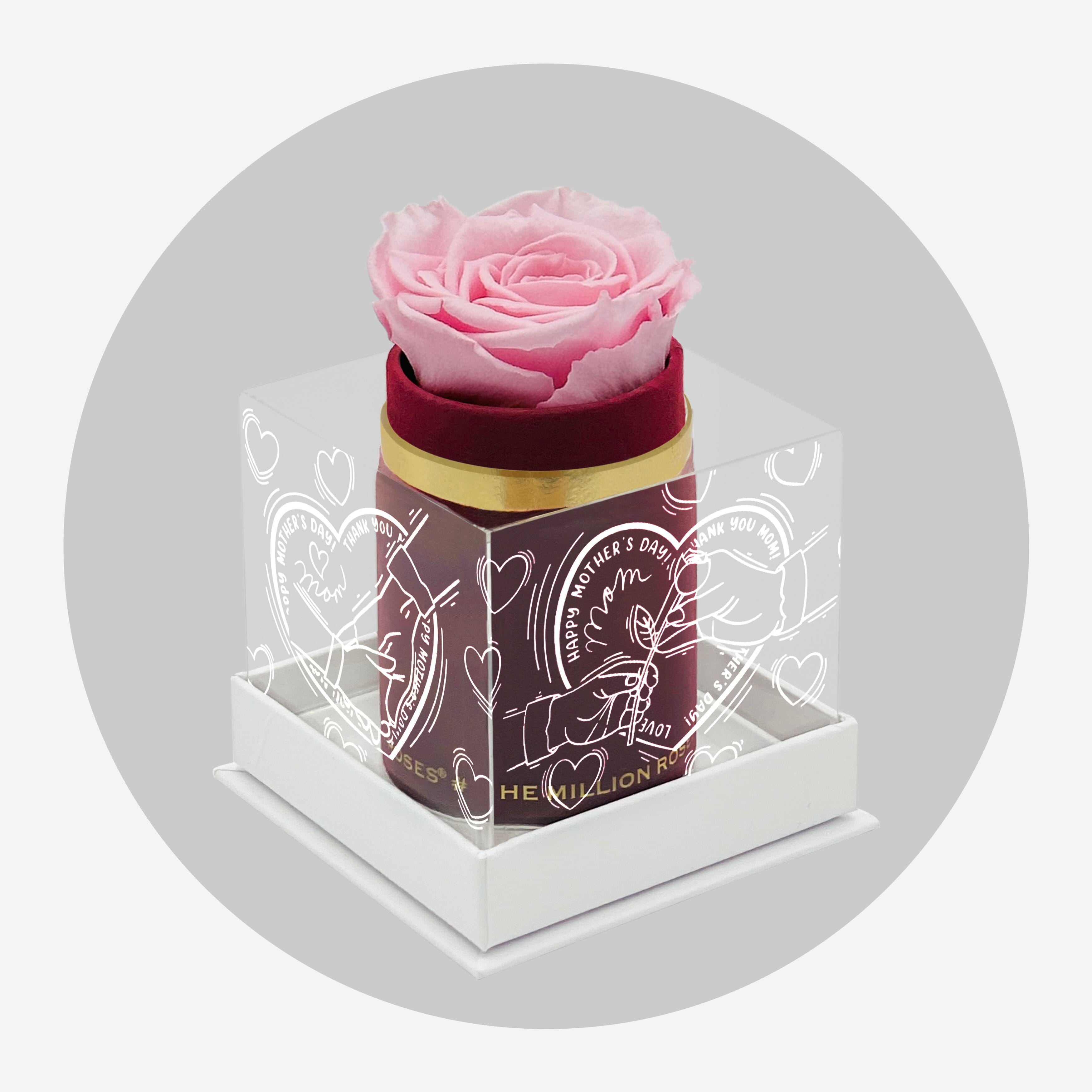 Boîte Single Daim Bordeaux | Edition Limitée Amour Maternel | Rose Rose Pâle