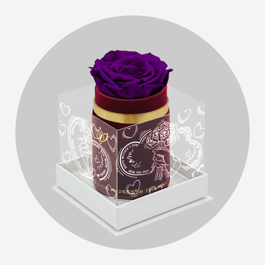 Single Bordový Suede Box | Limited Mother's Love Edition | Světle fialová růže