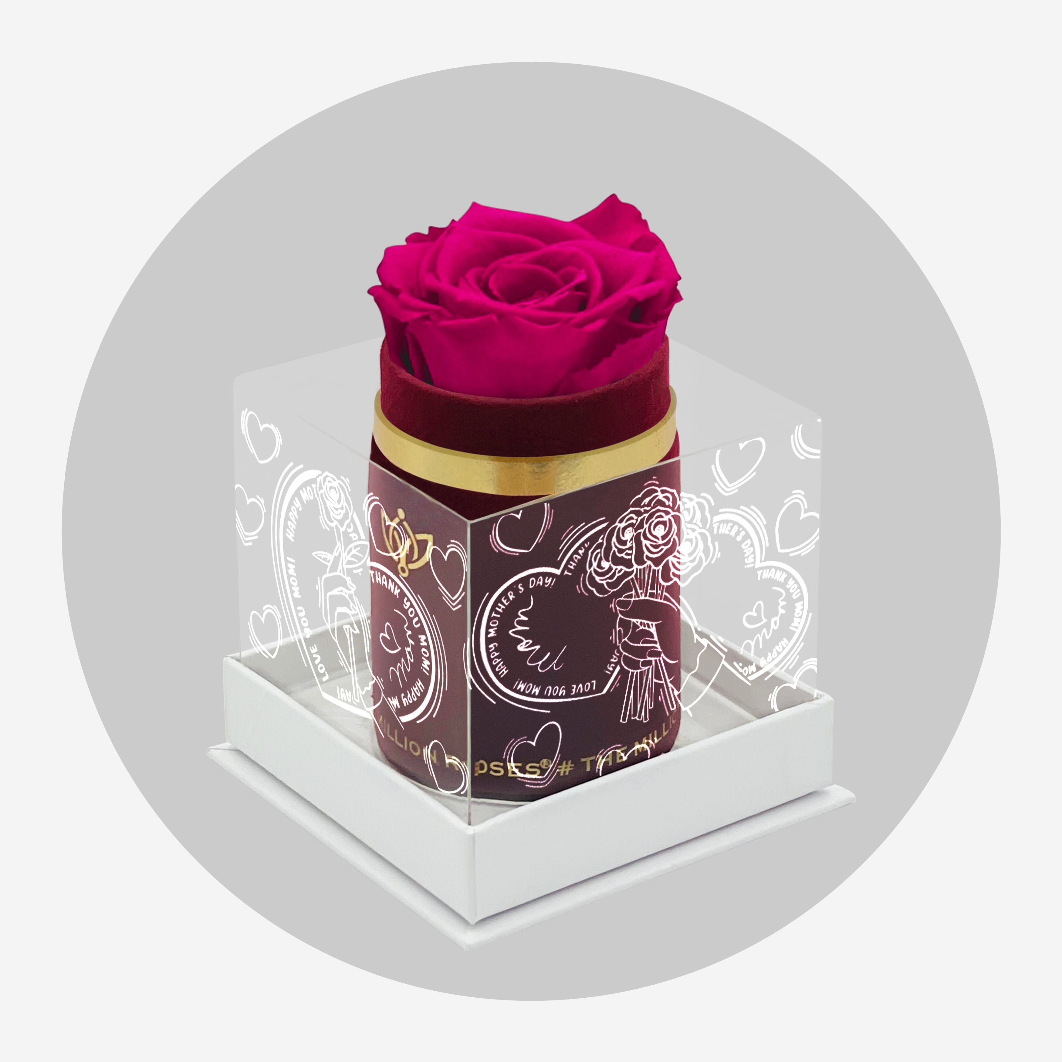 Single Bordeaux Suede Box | Limited Mother's Love Edition | Hot Pink Rose