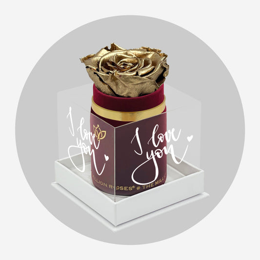 Single Bordeaux Suede Box | Limited Love Note Edition | Gold Rose