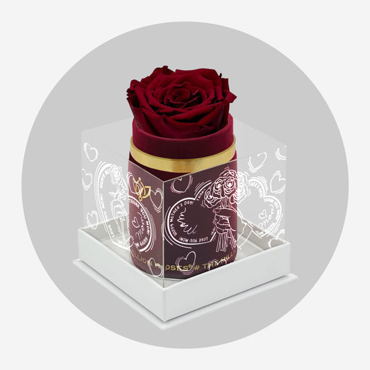 Single Bordový Suede Box | Limited Mother's Love Edition | Červená ruža