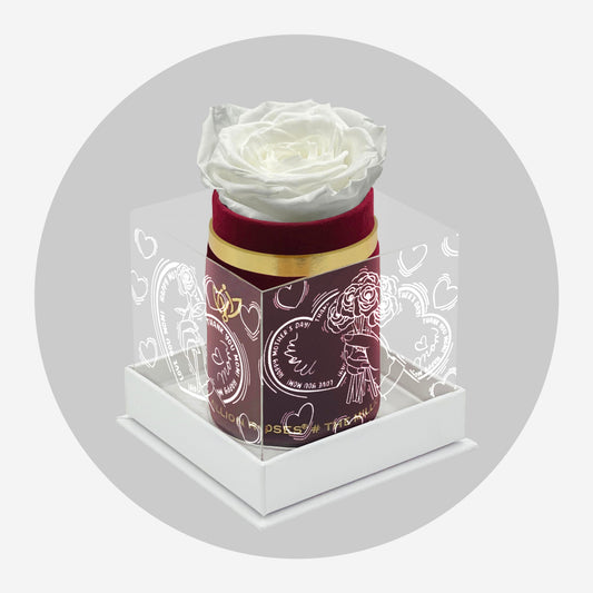 Single Bordeaux Suede Box | Limited Mother's Love Edition | White Rose