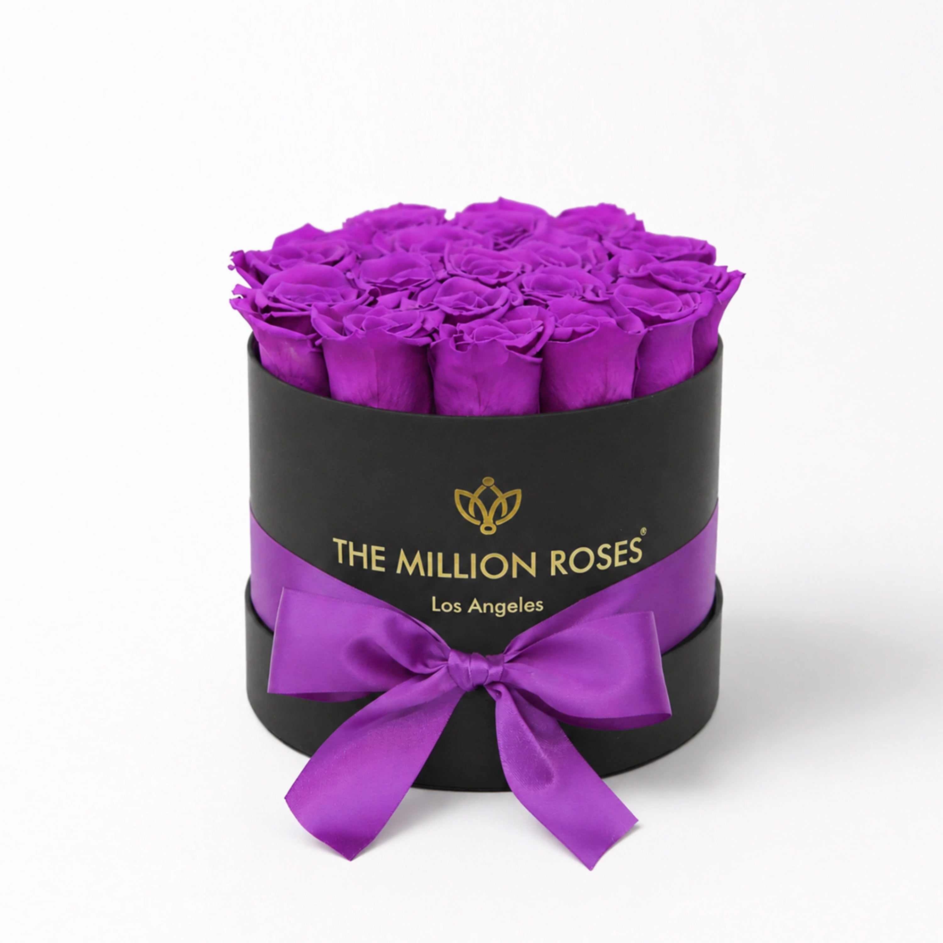 Classic Black Box | Bright Purple Roses