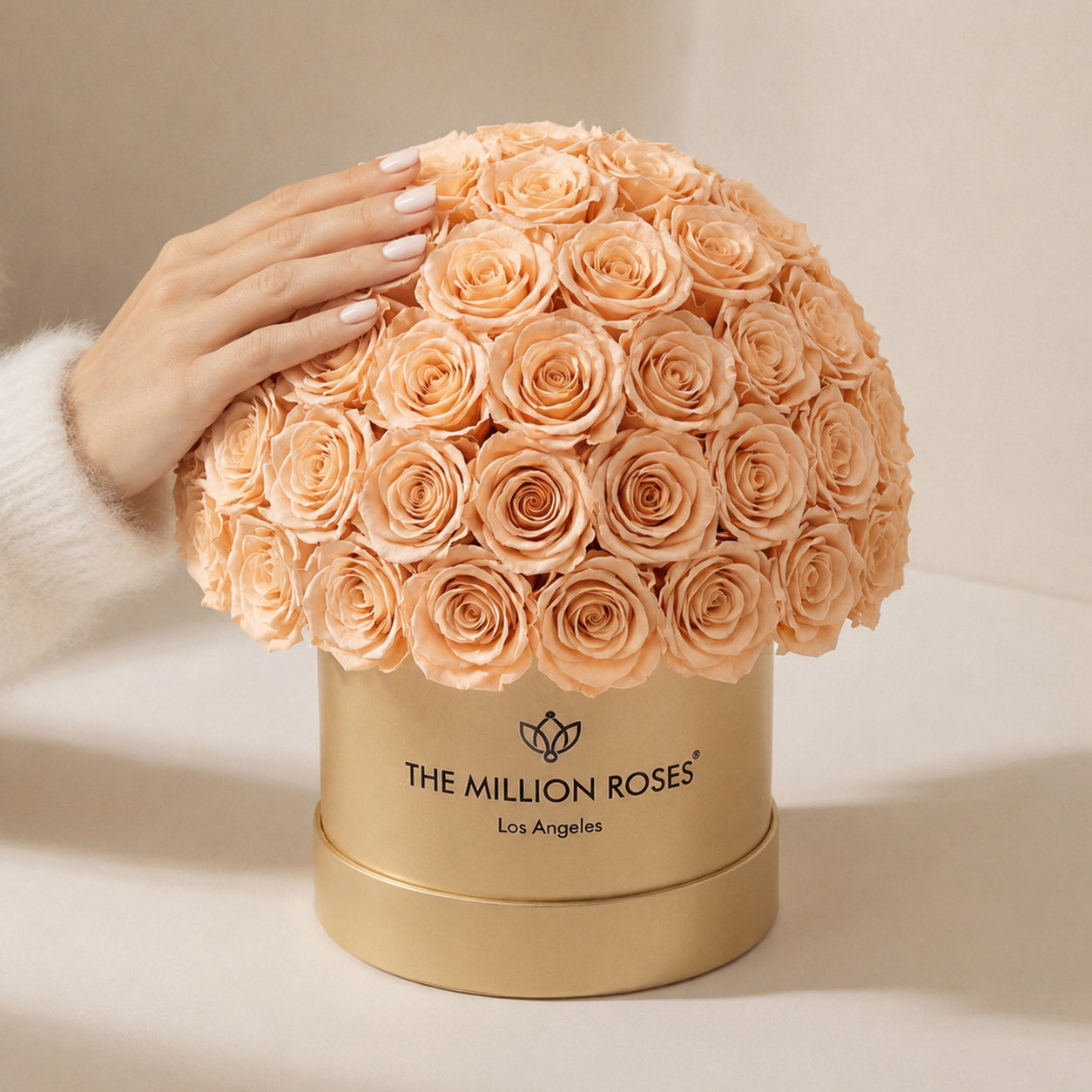 Classic Gold Superdome Box | Peach Roses