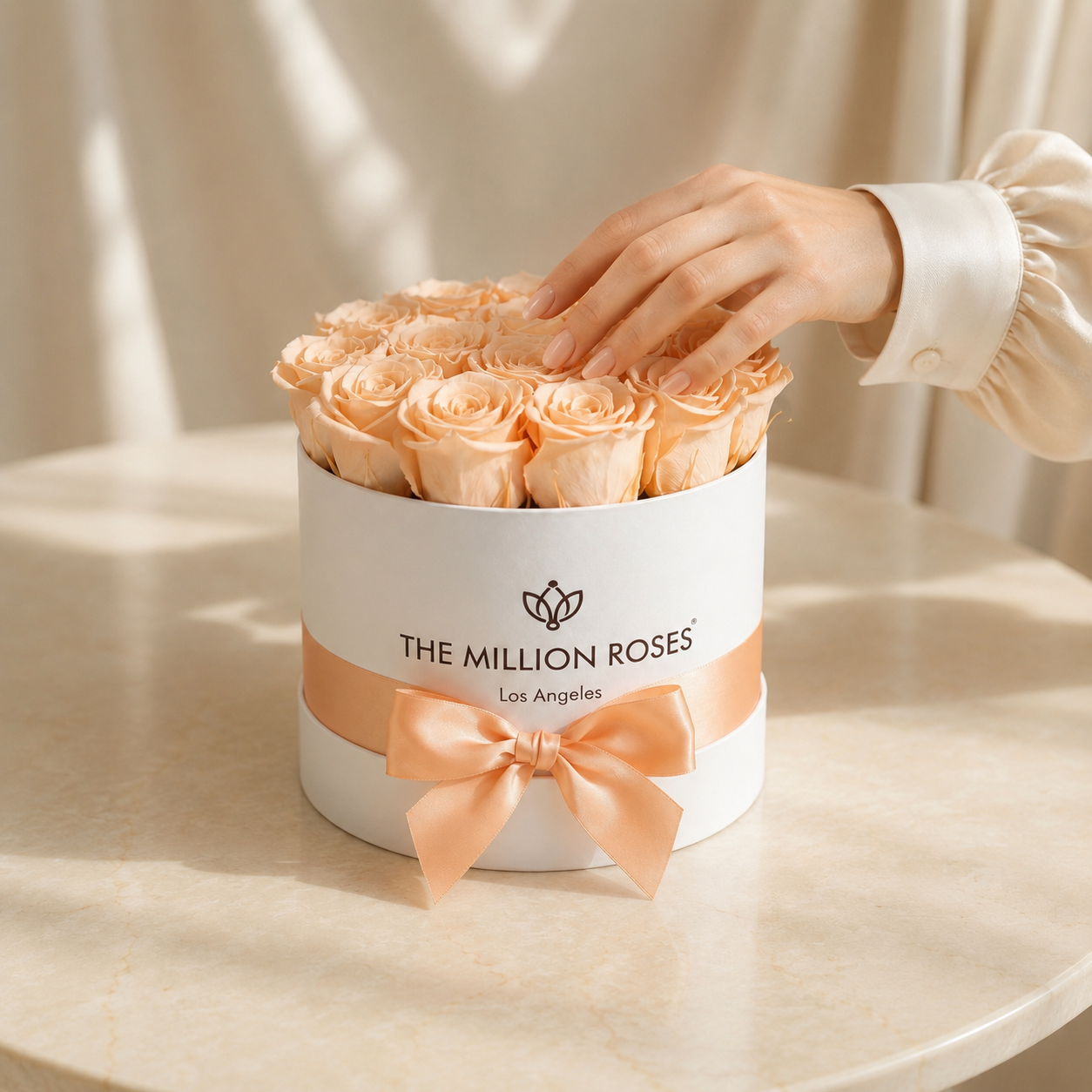 Classic White Box | Peach Roses