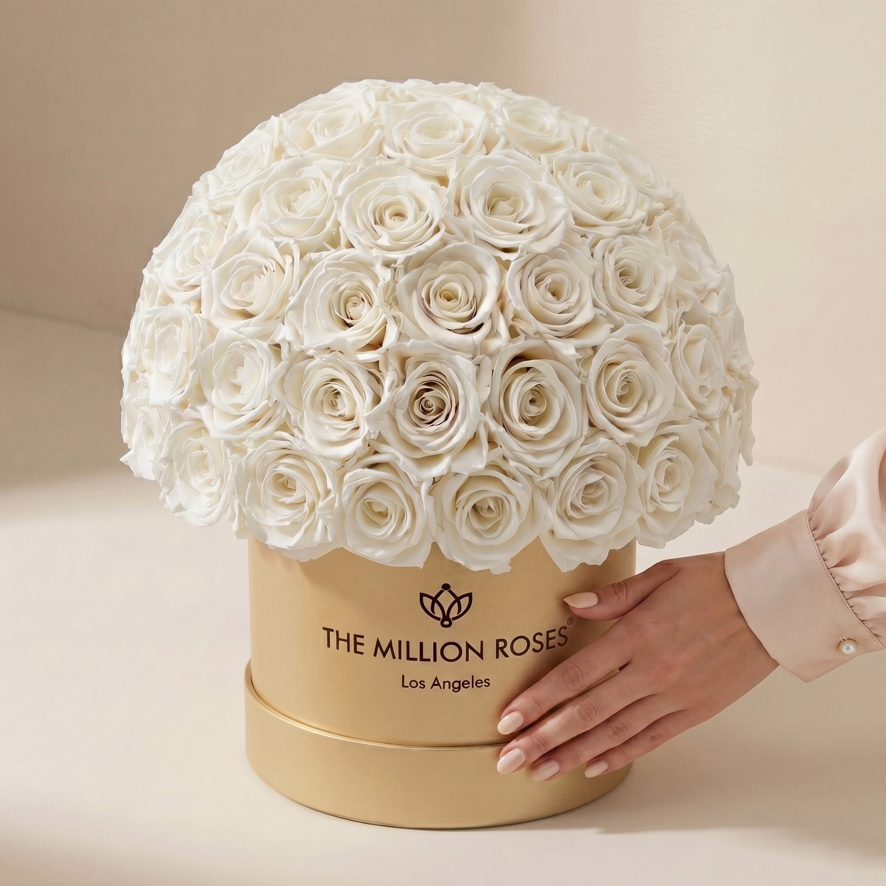 Classic Gold Superdome Box | White Roses