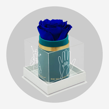 Single Dark Green Suede Box | Limited Father's Love Edition | Royal Blue Rose