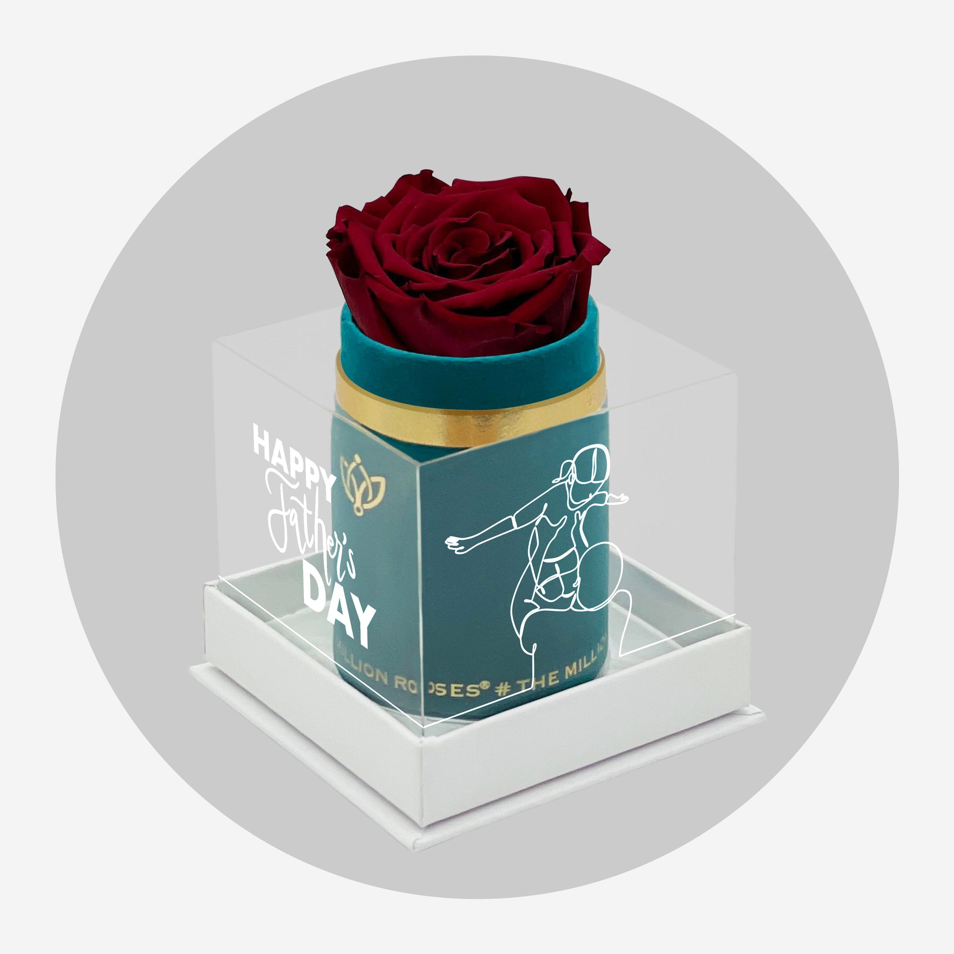 Single Dark Green Suede Box | Limited Father's Love Edition | Red Rose - The Million Roses
