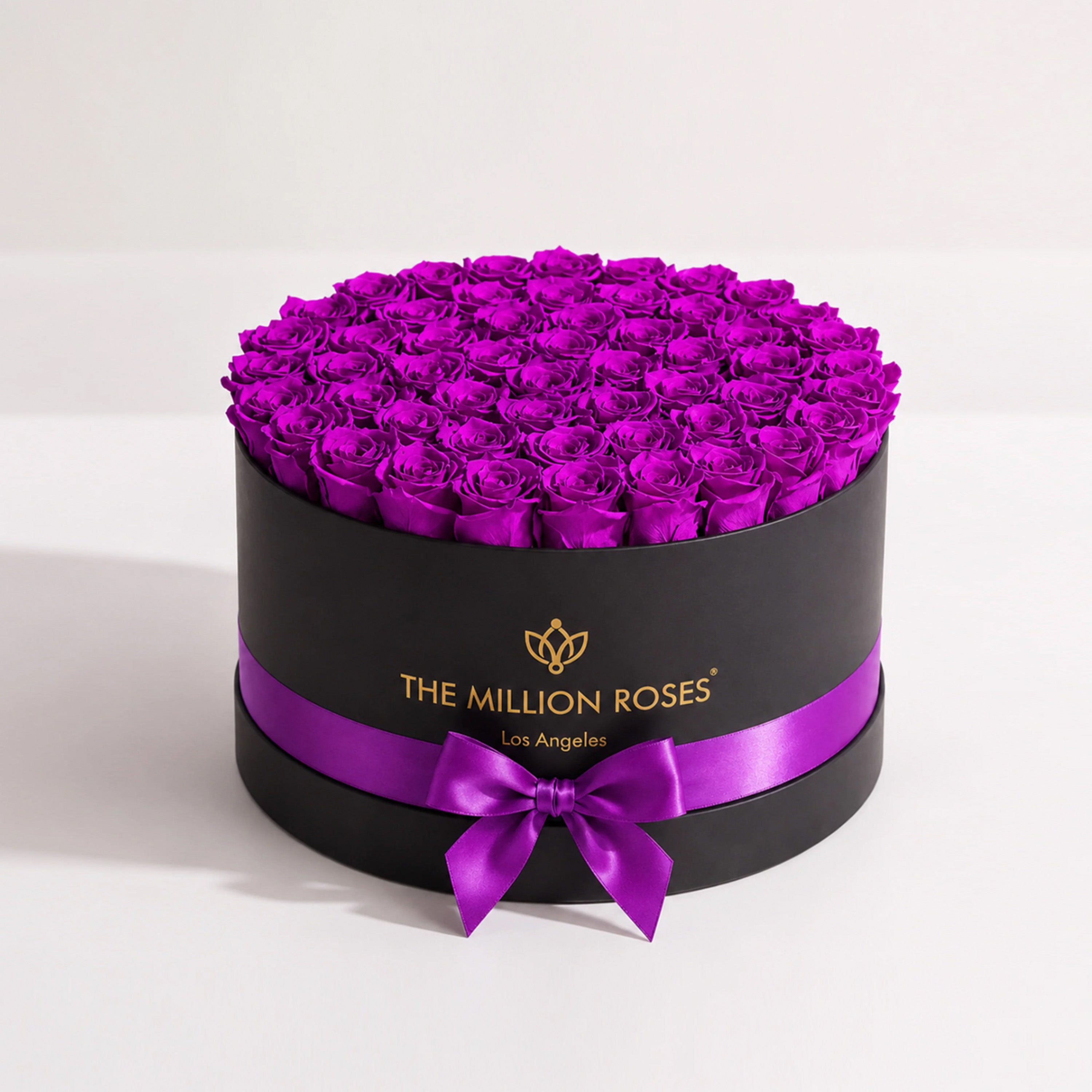 Deluxe Black Box | Bright Purple Roses