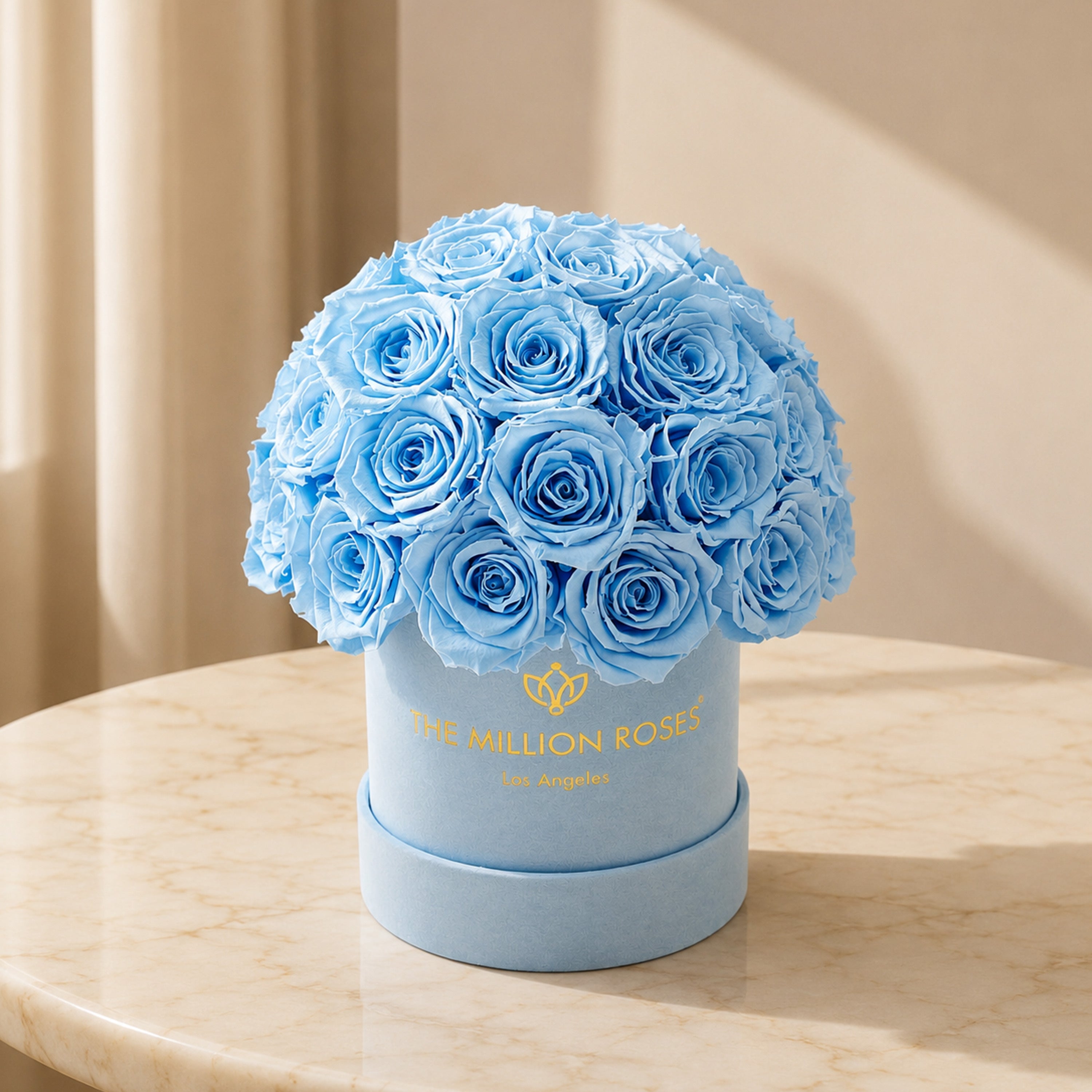 Essence Light Blue Suede Superdome Box | Light Blue Roses