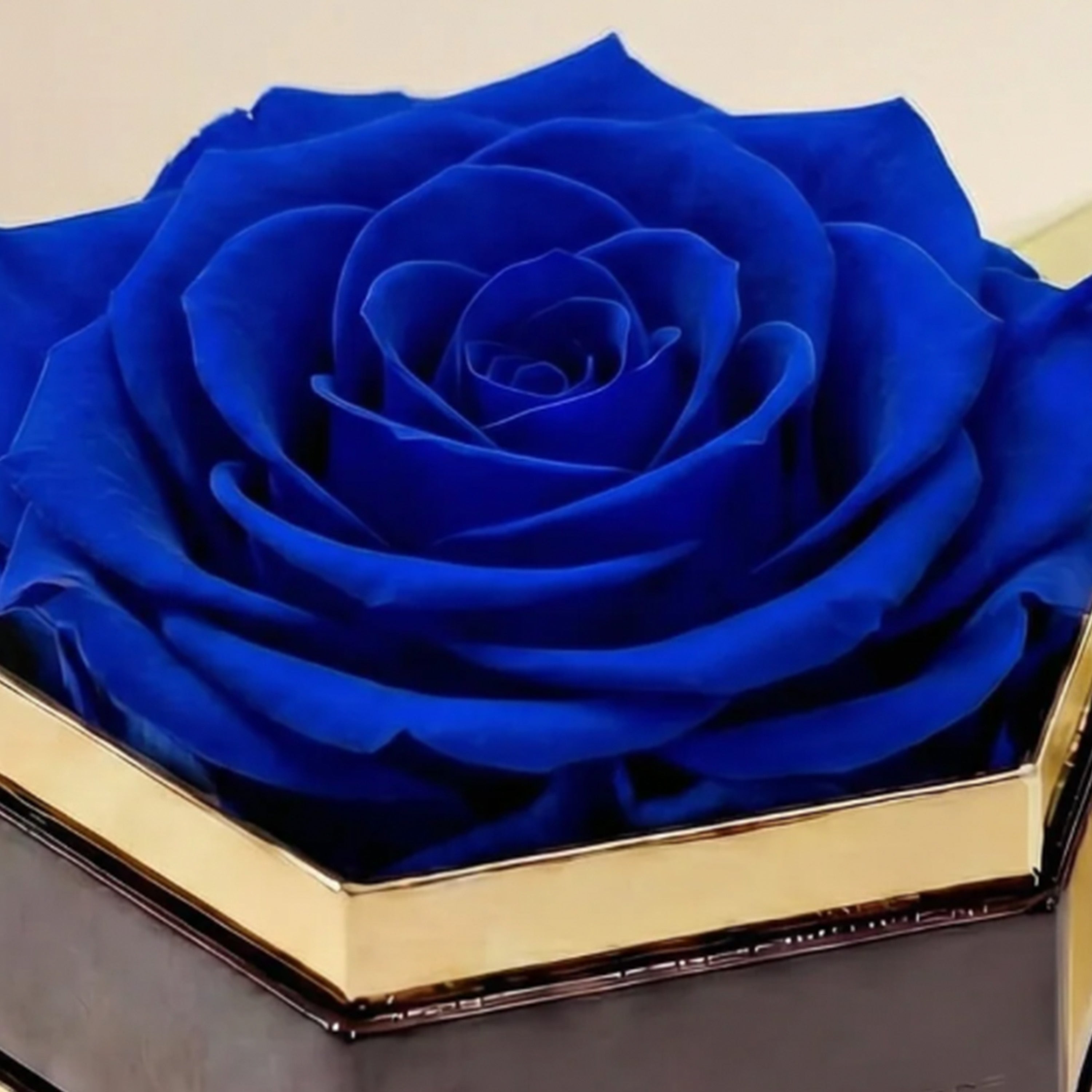 One in a Million™ Mirror Gold Hexagon Box | Royal Blue Rose