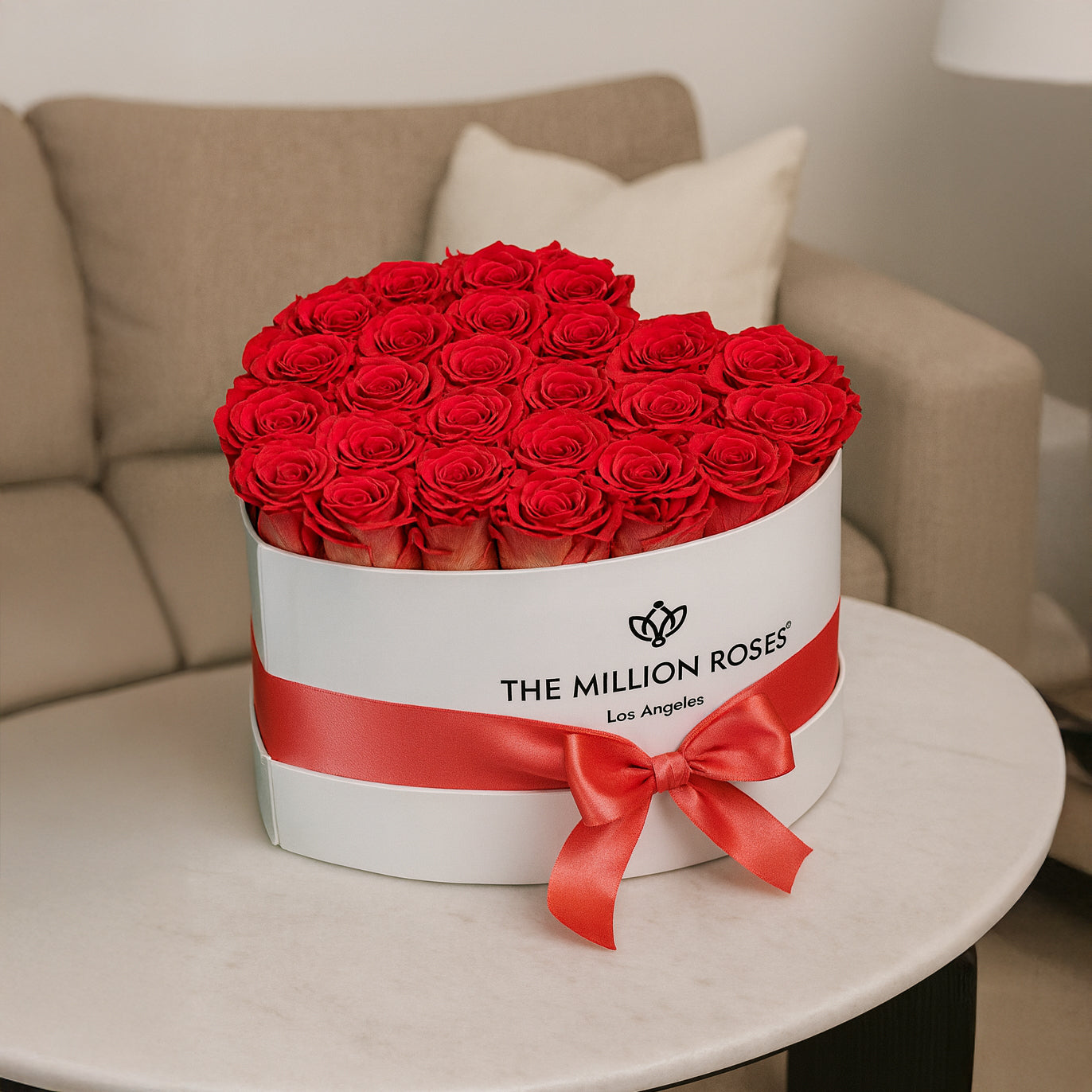 Heart White Box | Coral Roses