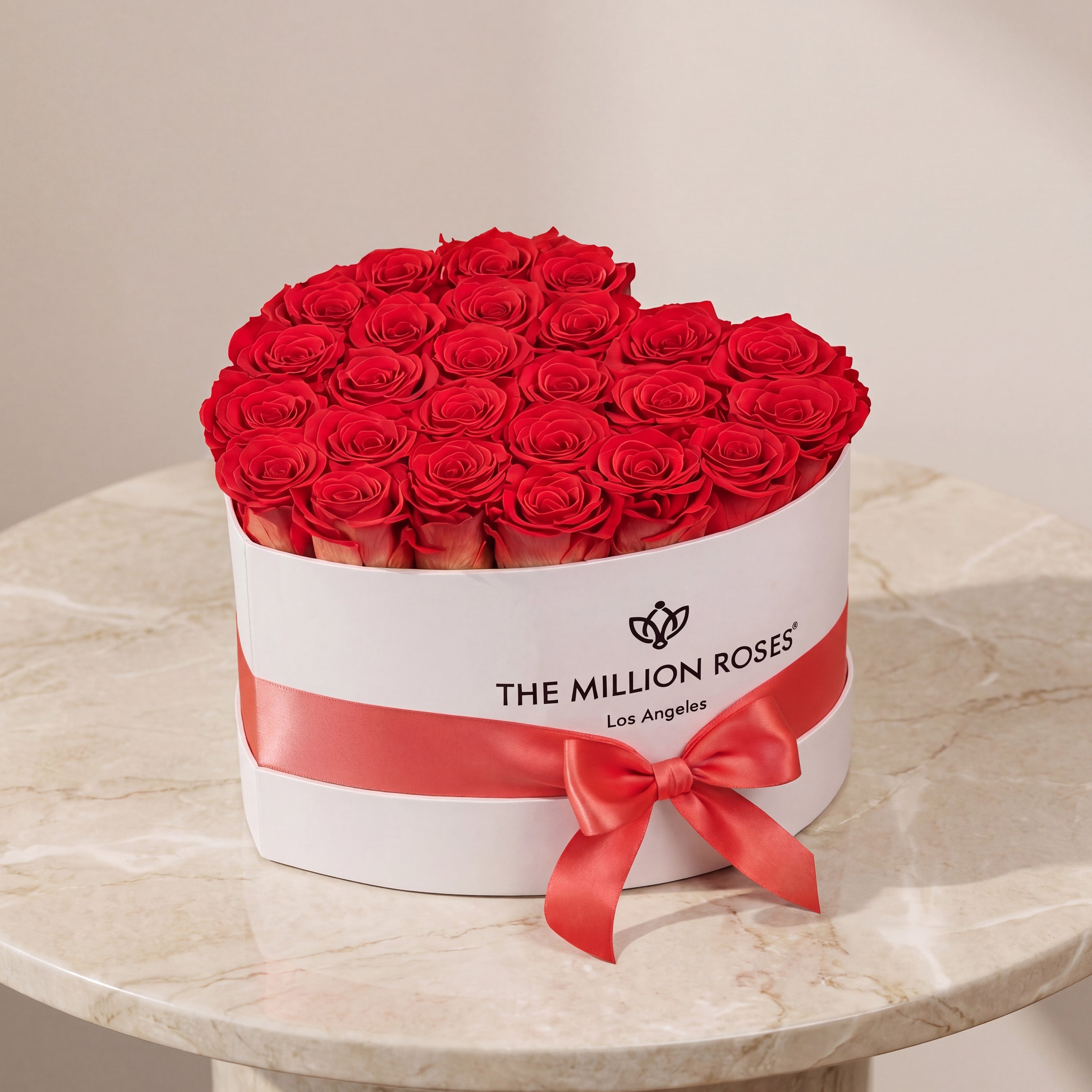 Heart White Box | Coral Roses