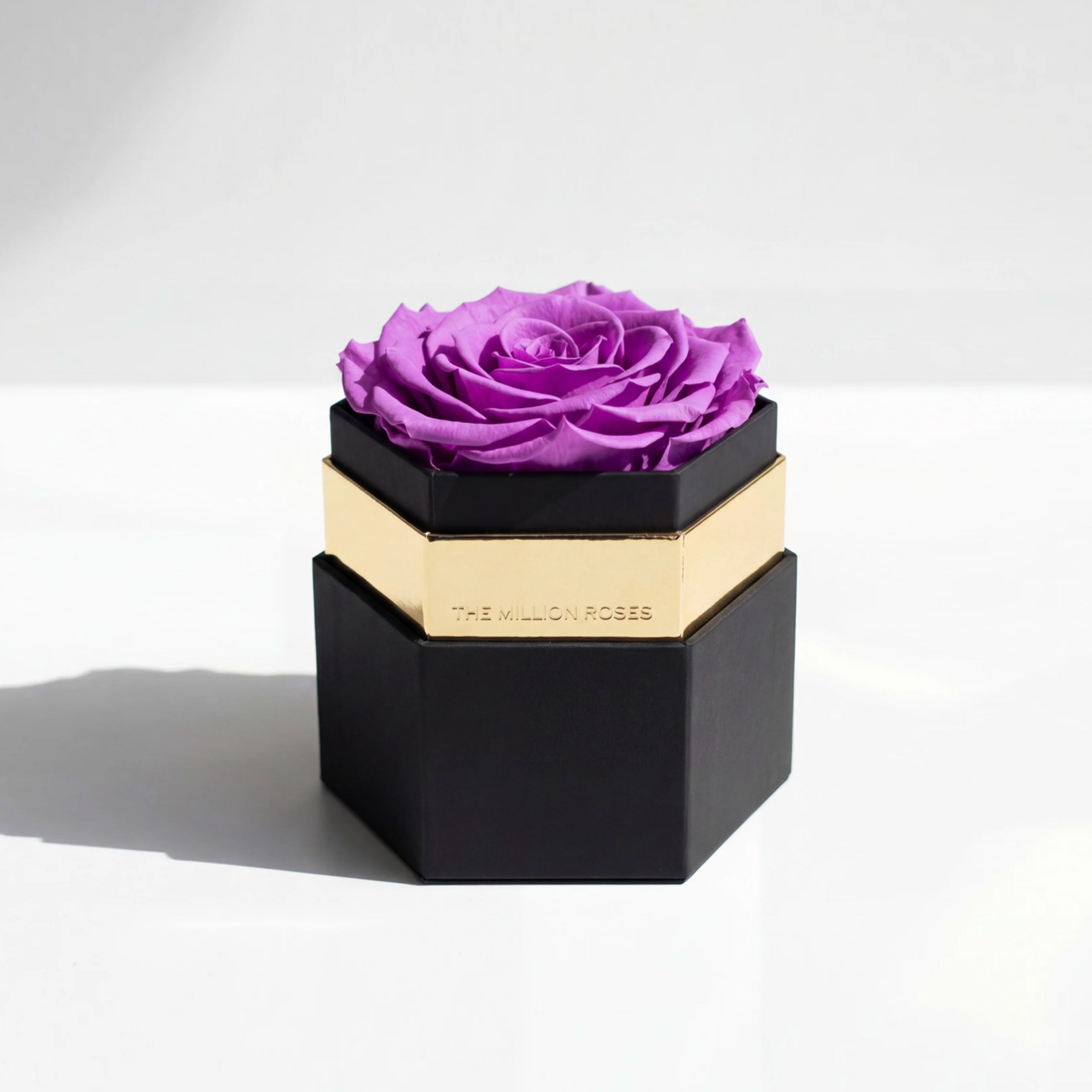 One in a Million™ Black Hexagon Box | Bright Purple Rose