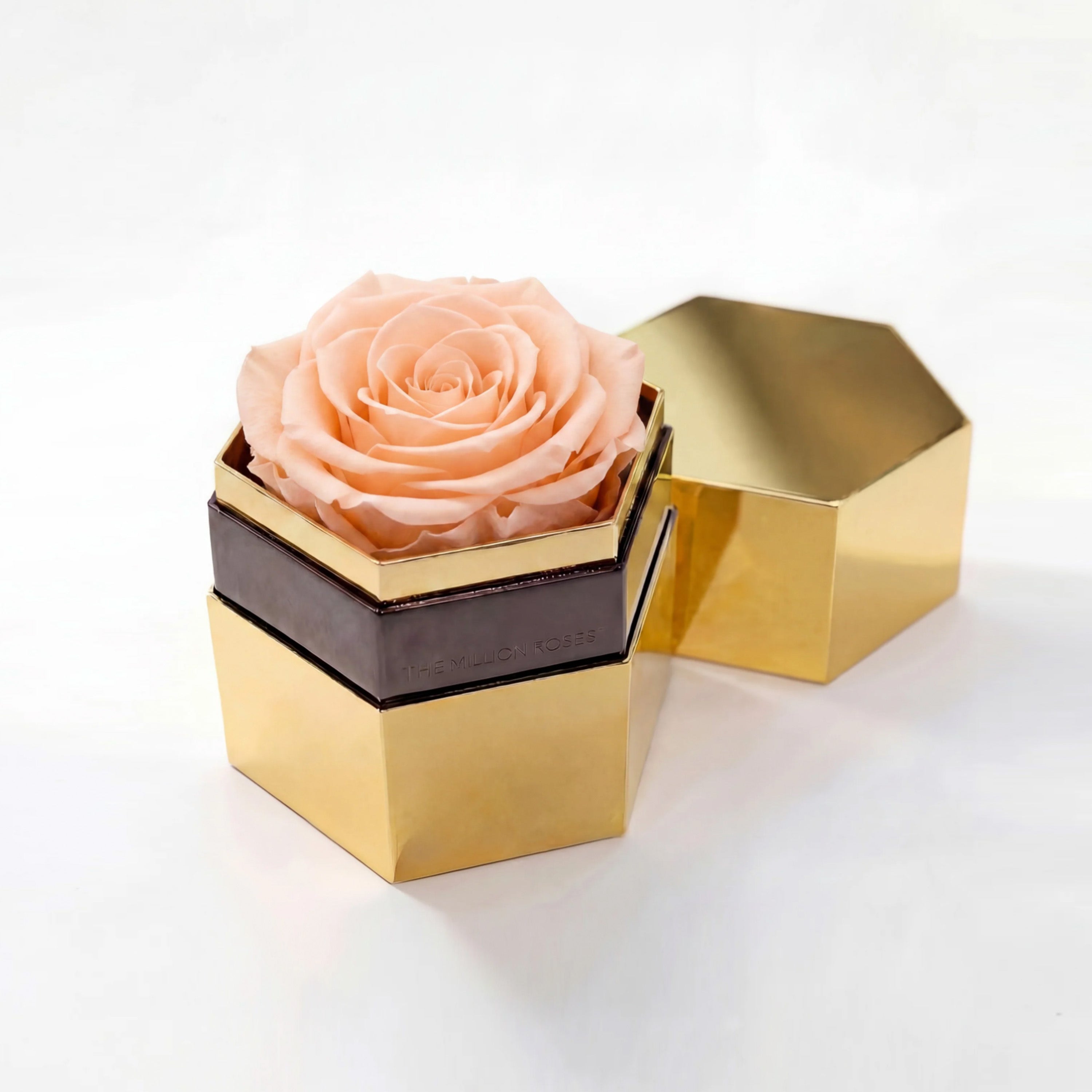 One in a Million™ Mirror Gold Hexagon Box | Peach Rose