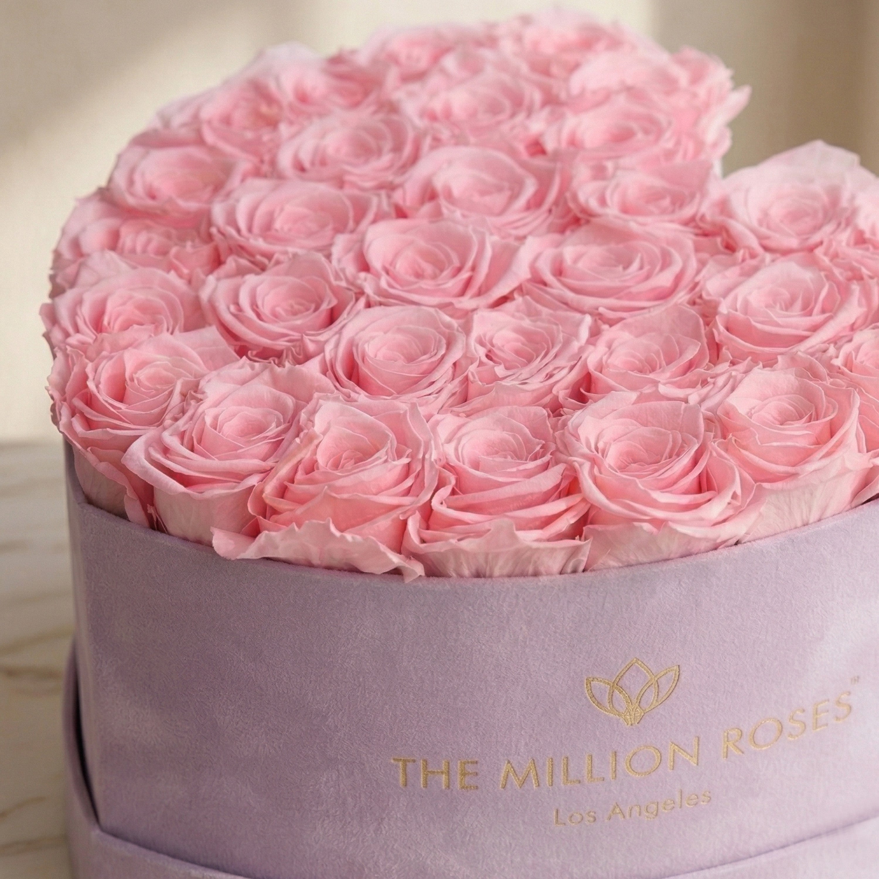 Heart Light Pink Suede Box | Light Pink Roses