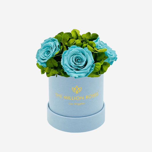 Basic Light Blue Suede Garden Box | Turquoise Roses