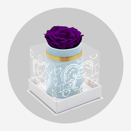 Single Světle Modrý Suede Box | Limited Mother's Love Edition | Světle fialová růže
