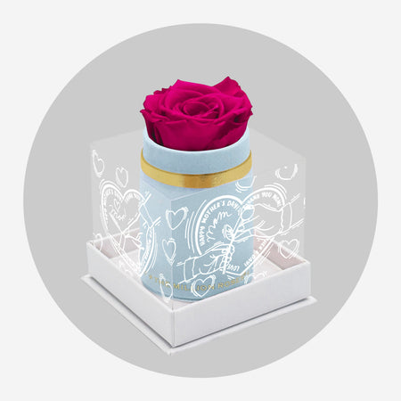 Single Svetlo Modrý Suede Box | Limited Mother's Love Edition | Sýto rúžová ruža