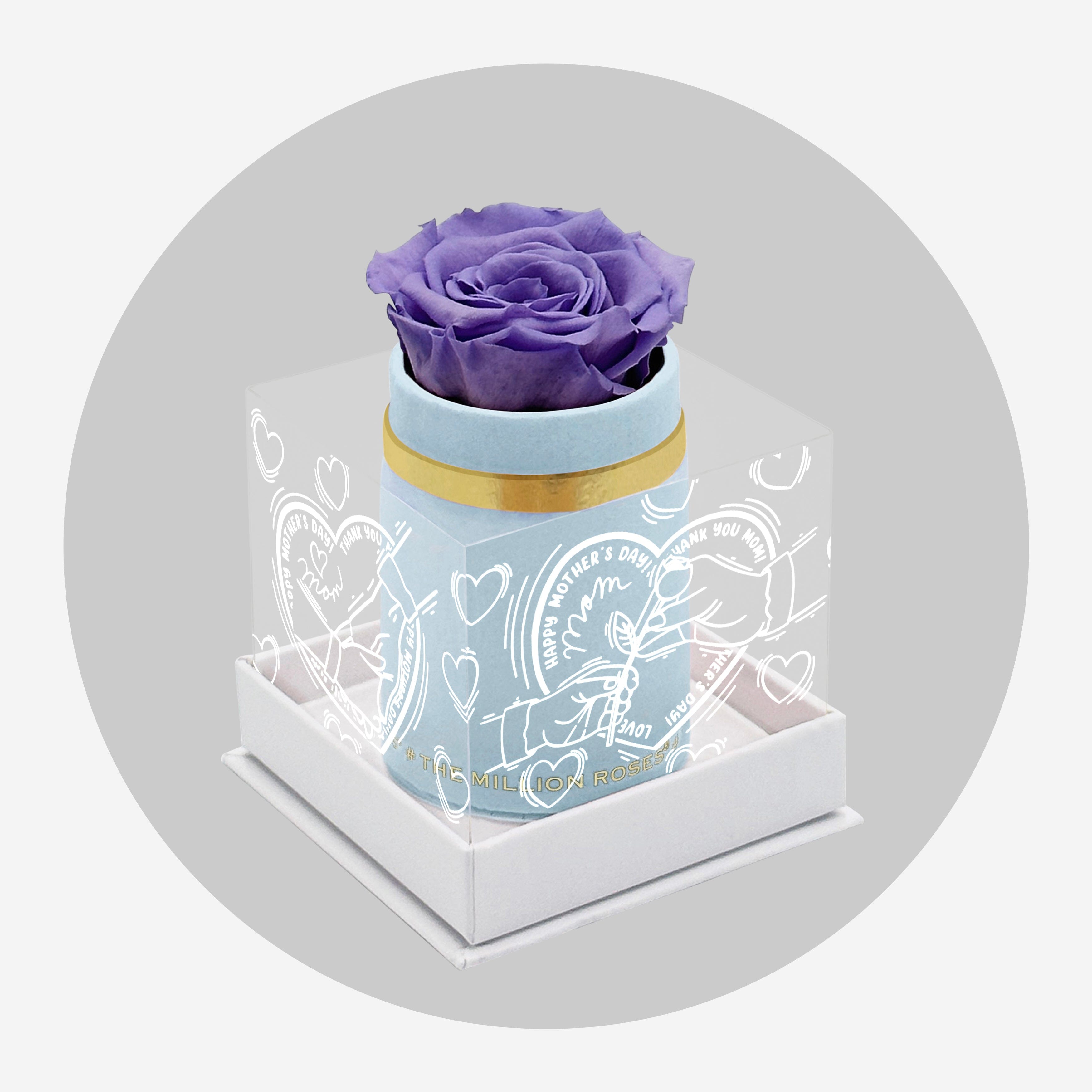 Single Light Blue Suede Box | Limited Mother's Love Edition | Lavender Rose