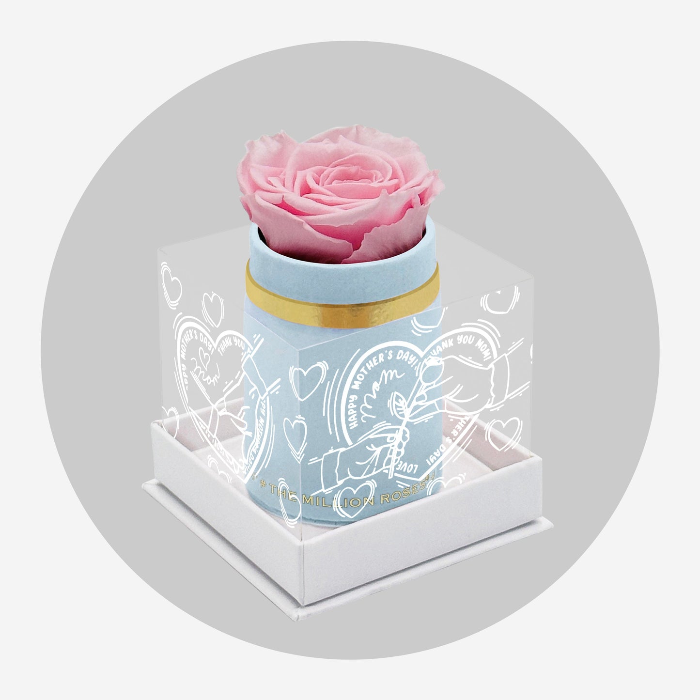 Single Light Blue Suede Box | Limited Mother's Love Edition | Light Pink Rose