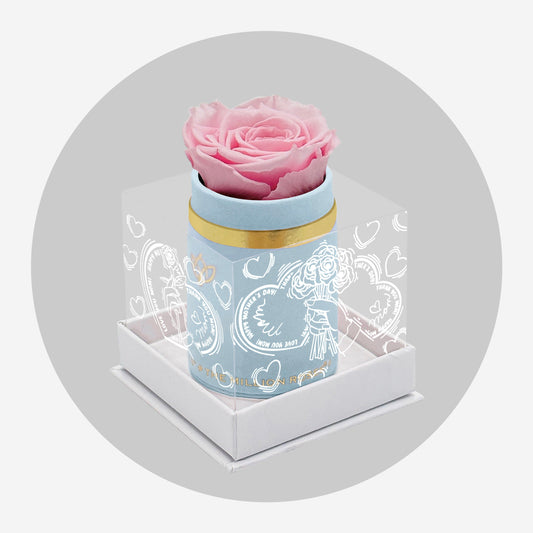 Single Svetlo Modrý Suede Box | Limited Mother's Love Edition | Svetlo rúžová ruža