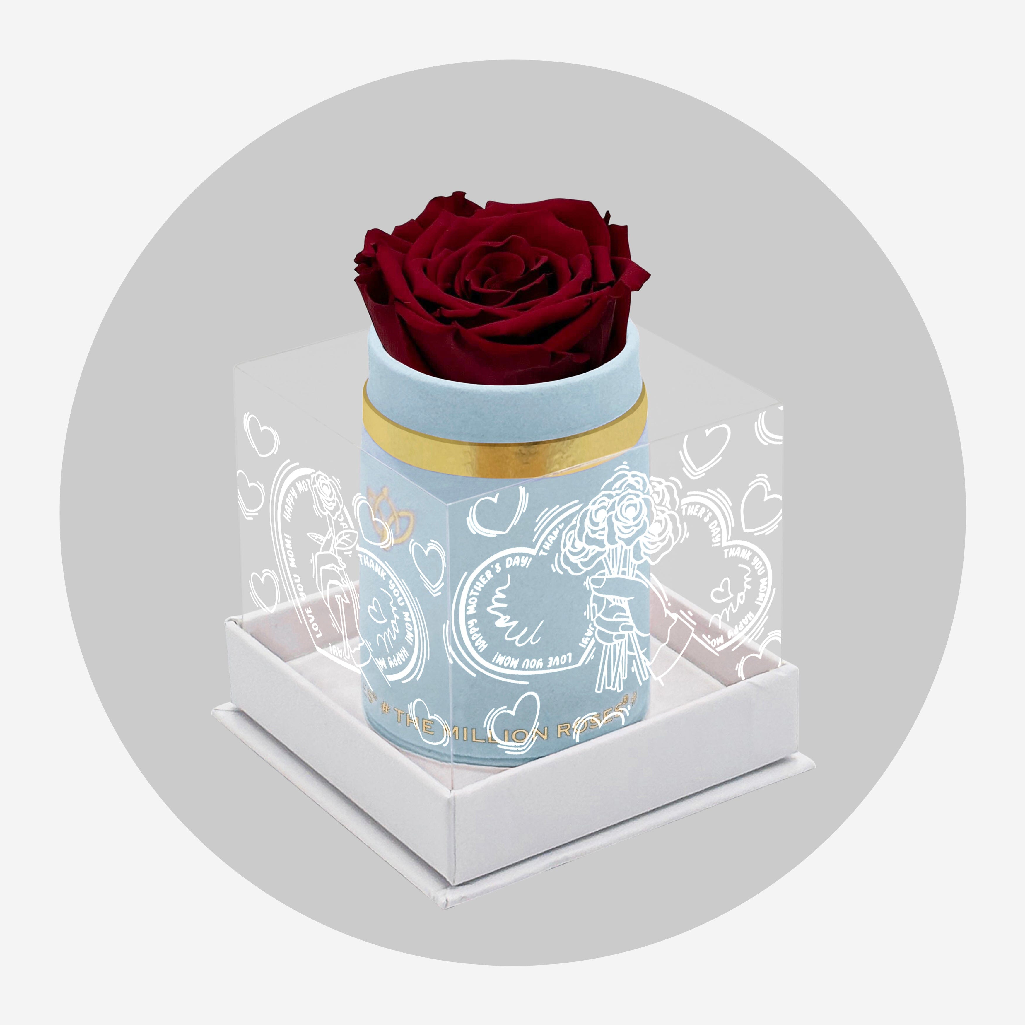 Single Light Blue Suede Box | Limited Mother's Love Edition | Red Rose