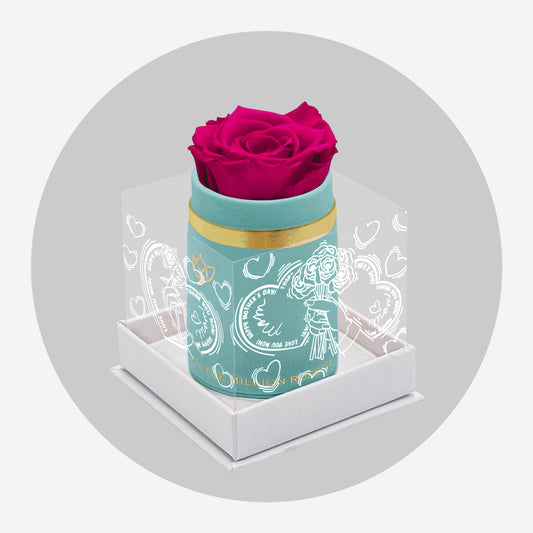 Single Mint Green Suede Box | Limited Mother's Love Edition | Hot Pink Rose