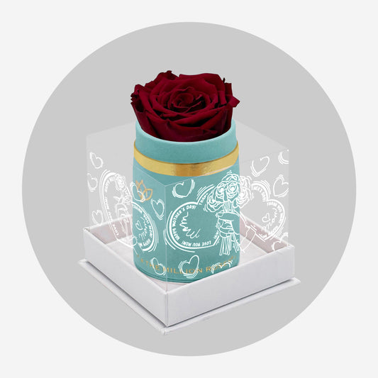 Single Mint Green Suede Box | Limited Mother's Love Edition | Red Rose