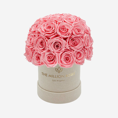 Basic Béžový Suede Superdome Box | Svetlo rúžové ruže