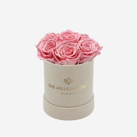 Cutie de piele întoarsă bej Basic | Trandafiri roz deschis