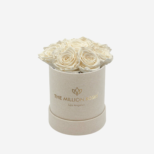 Basic Béžový Suede Box | Biele ruže