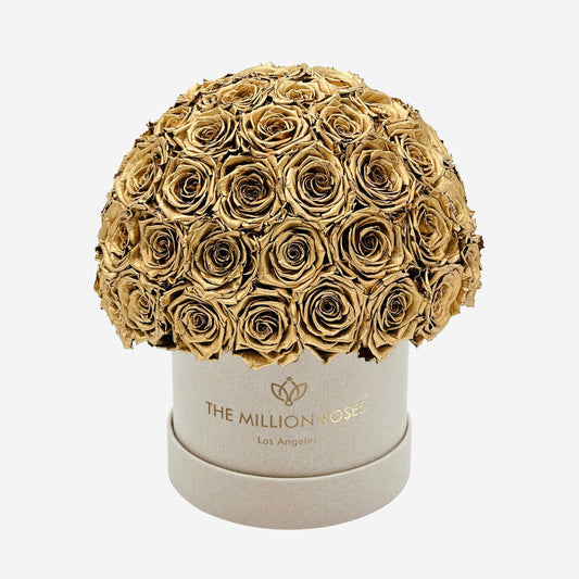 Classic Beige Suede Superdome Box | Gold Roses