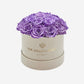 Cutie de piele întoarsă bej Classic Dome | Trandafiri de culoarea lavandei
