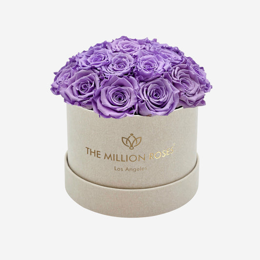 Classic Beige Suede Dome Box | Lavender Roses