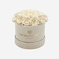 Cutie de piele întoarsă bej Classic Dome | Trandafiri albi