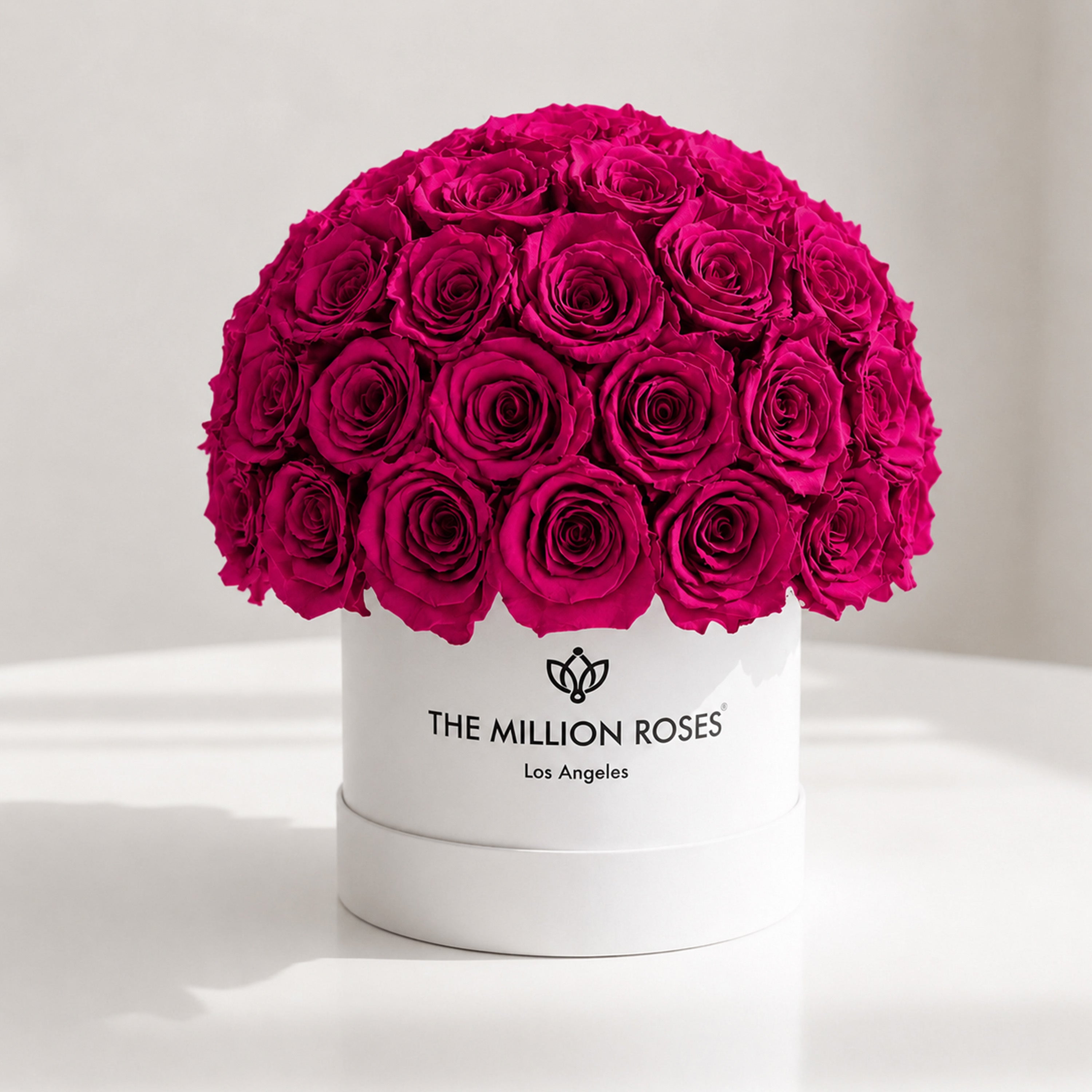 Classic White Superdome Box | Magenta Roses
