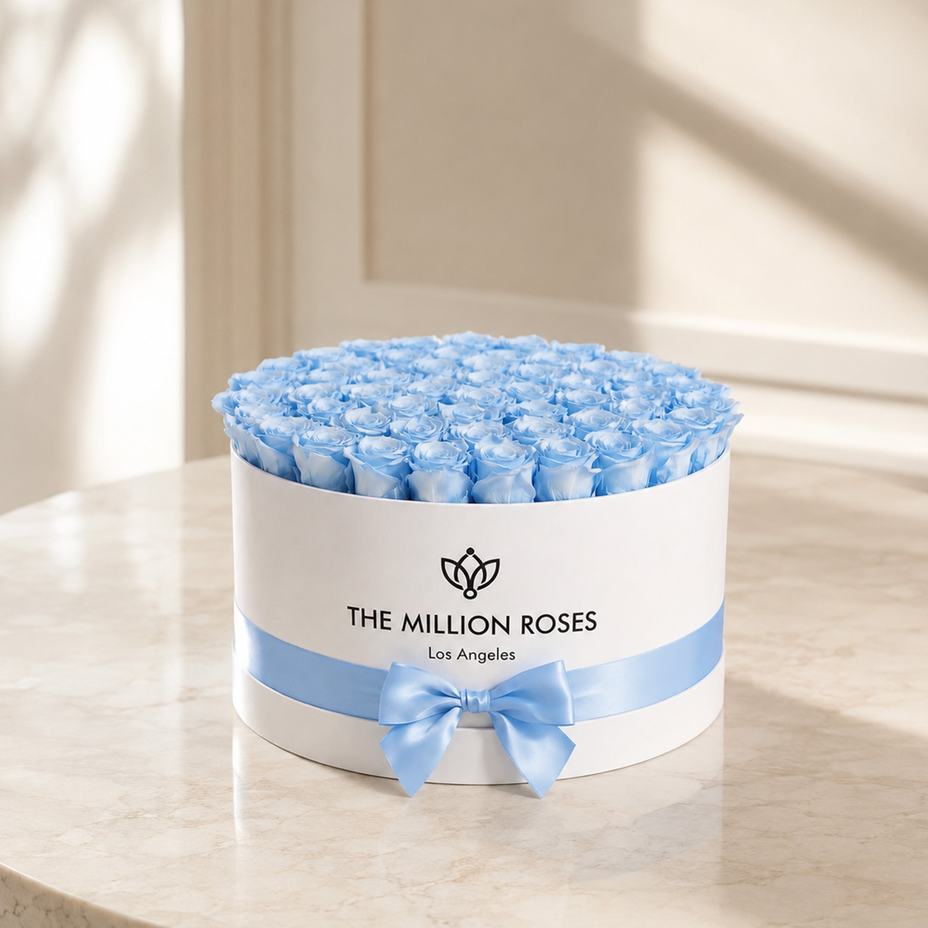 Deluxe White Box | Light Blue Roses