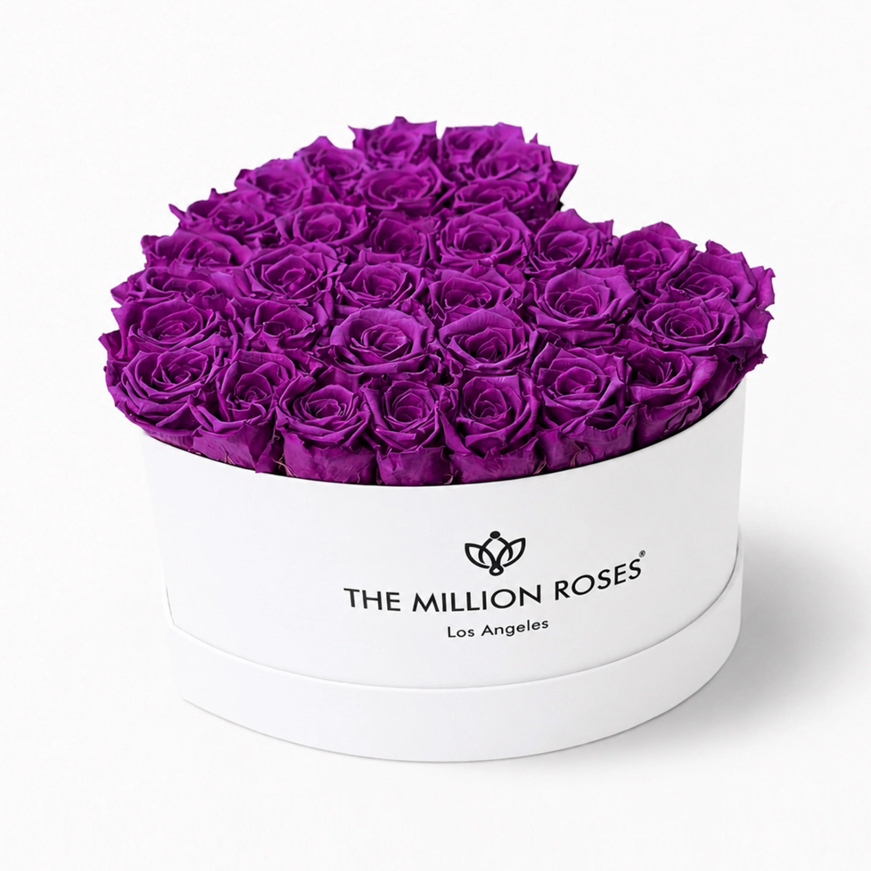 Heart White Box | Bright Purple Roses