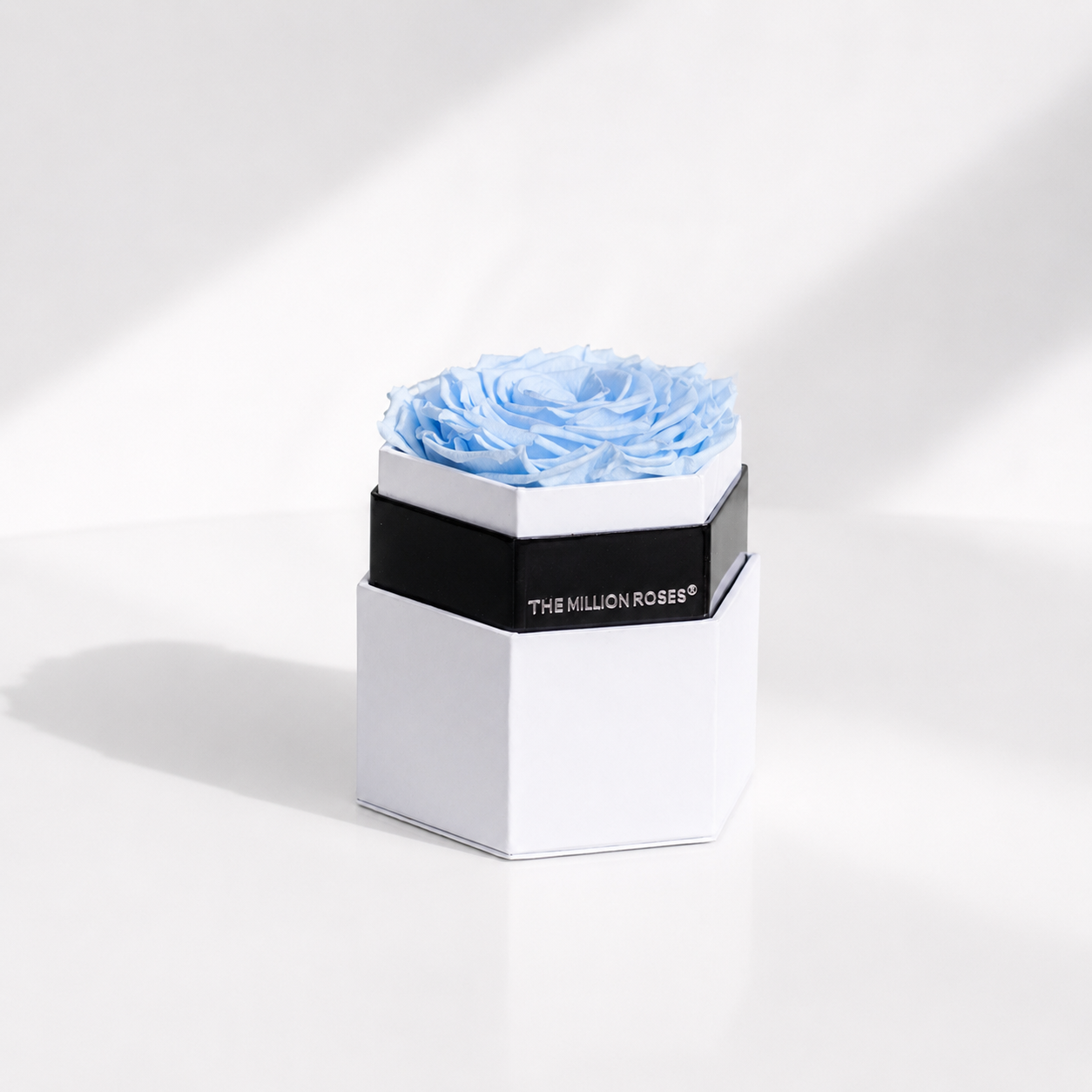 One in a Million™ White Hexagon Box | Light Blue Rose