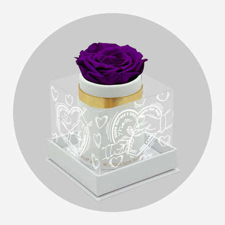 Single Bílý Suede Box | Limited Mother's Love Edition | Světle fialová růže