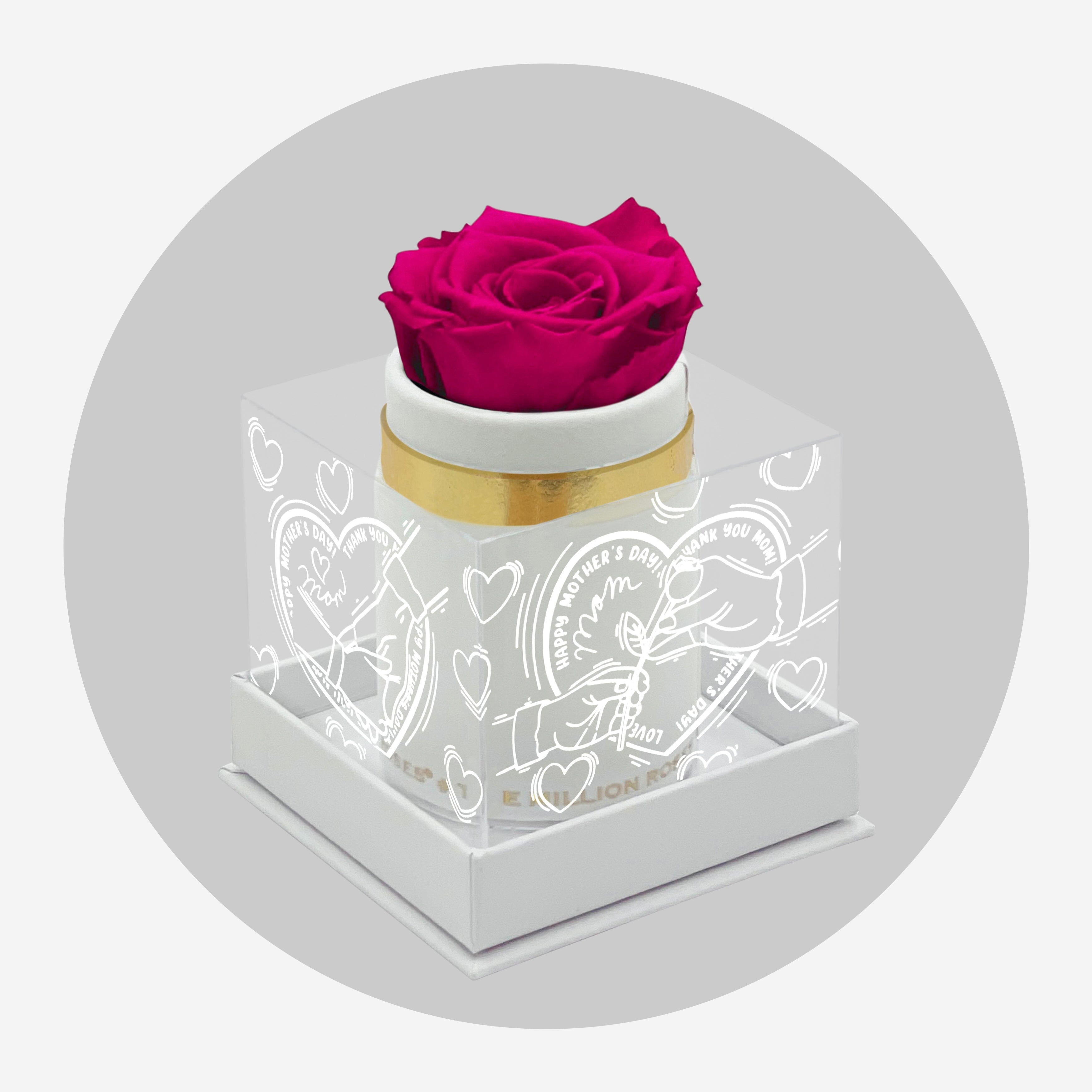 Boîte Single Daim Blanche | Edition Limitée Amour Maternel | Rose Rose Foncé