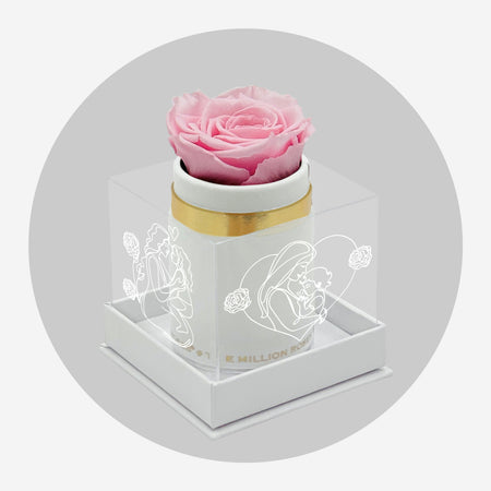 Single White Suede Box | Limited Mother's Day Edition | Light Pink Rose