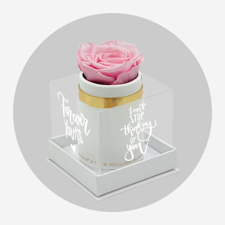 Single White Suede Box | Limited Love Note Edition | Light Pink Rose