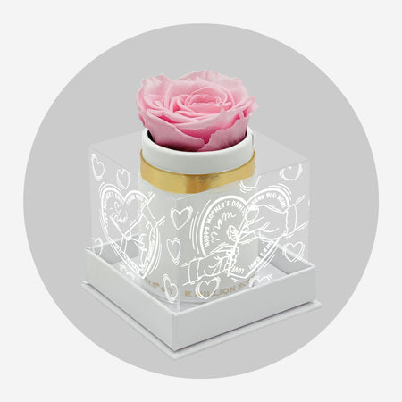 Single Biely Suede Box | Limited Mother's Love Edition | Svetlo rúžová ruža