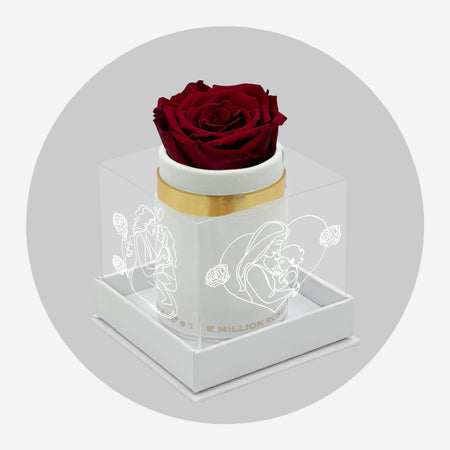 Single White Suede Box | Limited Mother's Day Edition | Red Rose