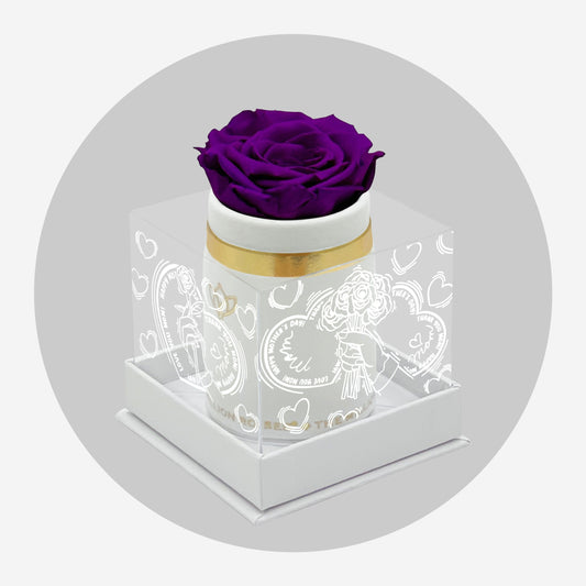 Single Bílý Suede Box | Limited Mother's Love Edition | Světle fialová růže