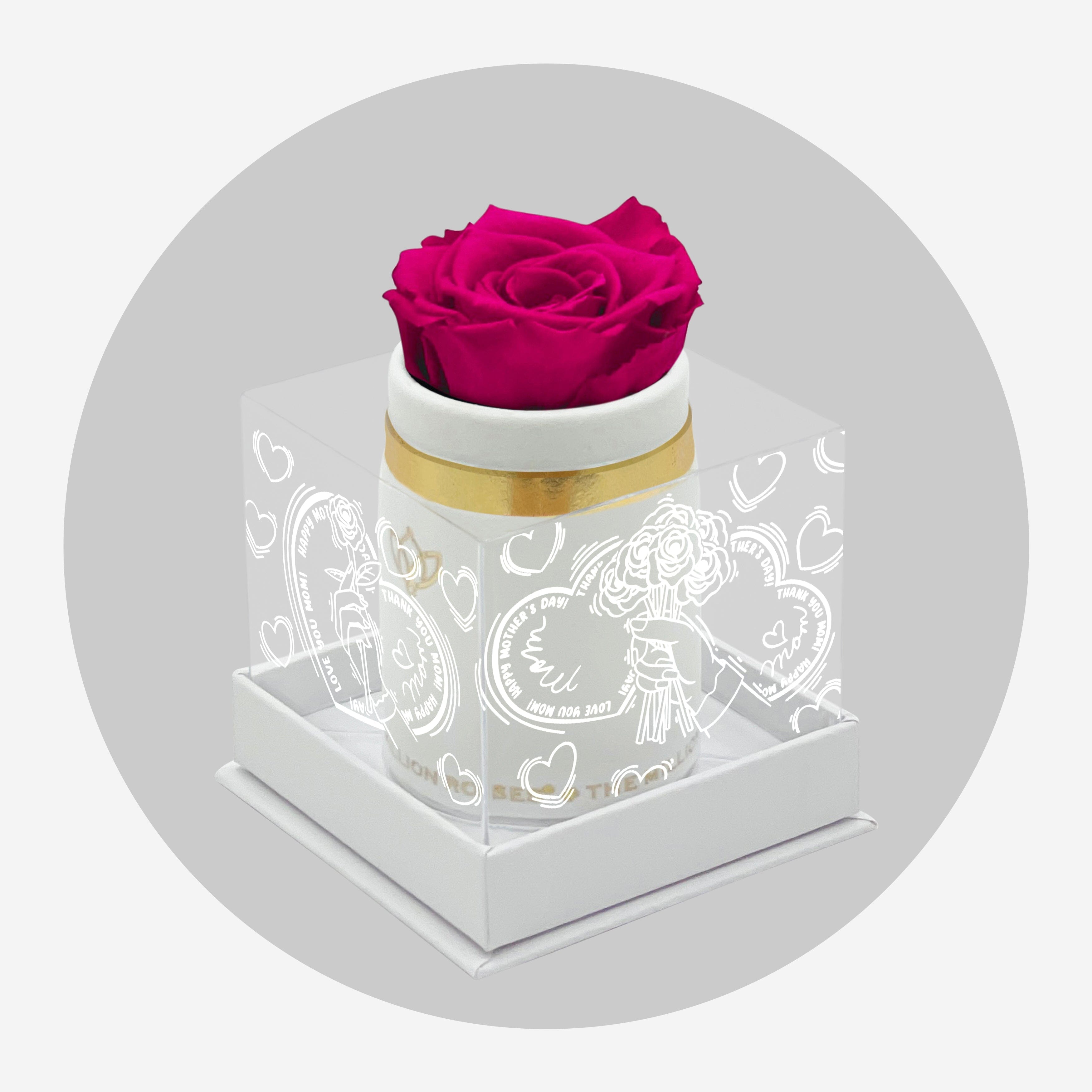 Single White Suede Box | Limited Mother's Love Edition | Hot Pink Rose