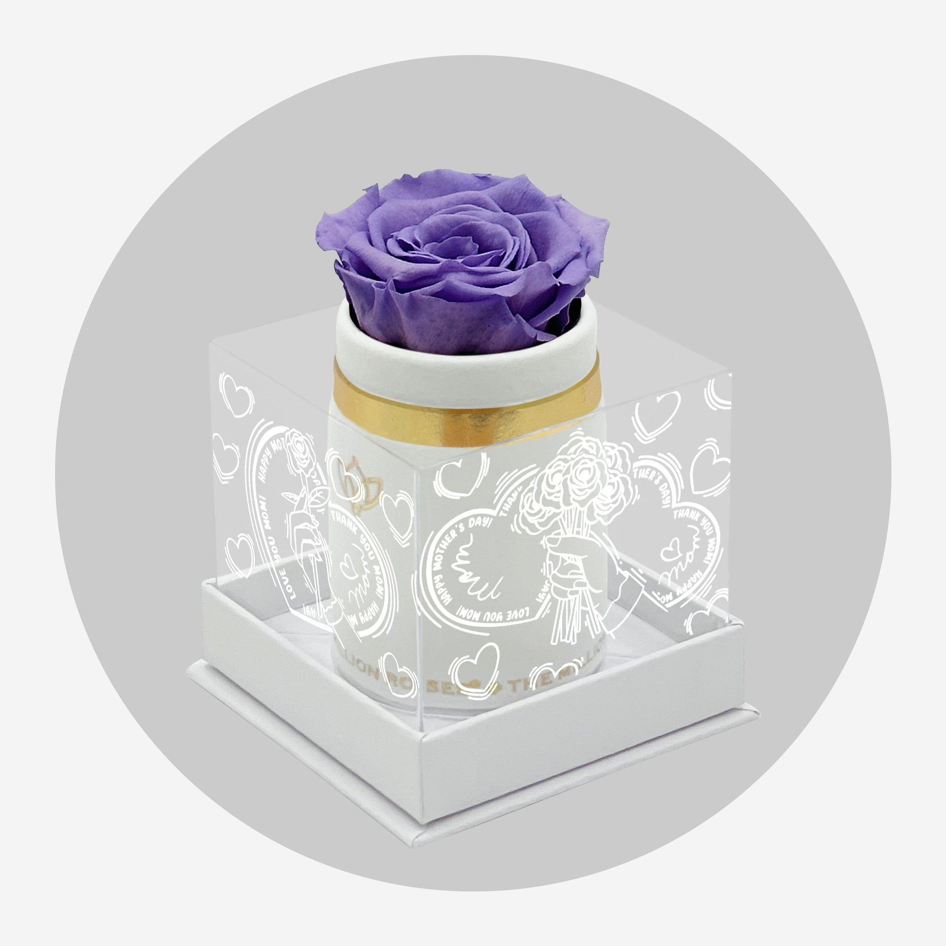 Single White Suede Box | Limited Mother's Love Edition | Lavender Rose - The Million Roses