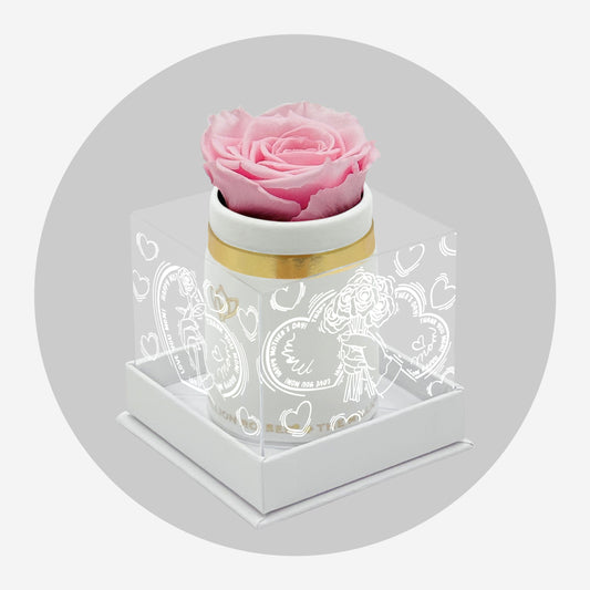 Single Bílý Suede Box | Limited Mother's Love Edition | Svétle růžová růže